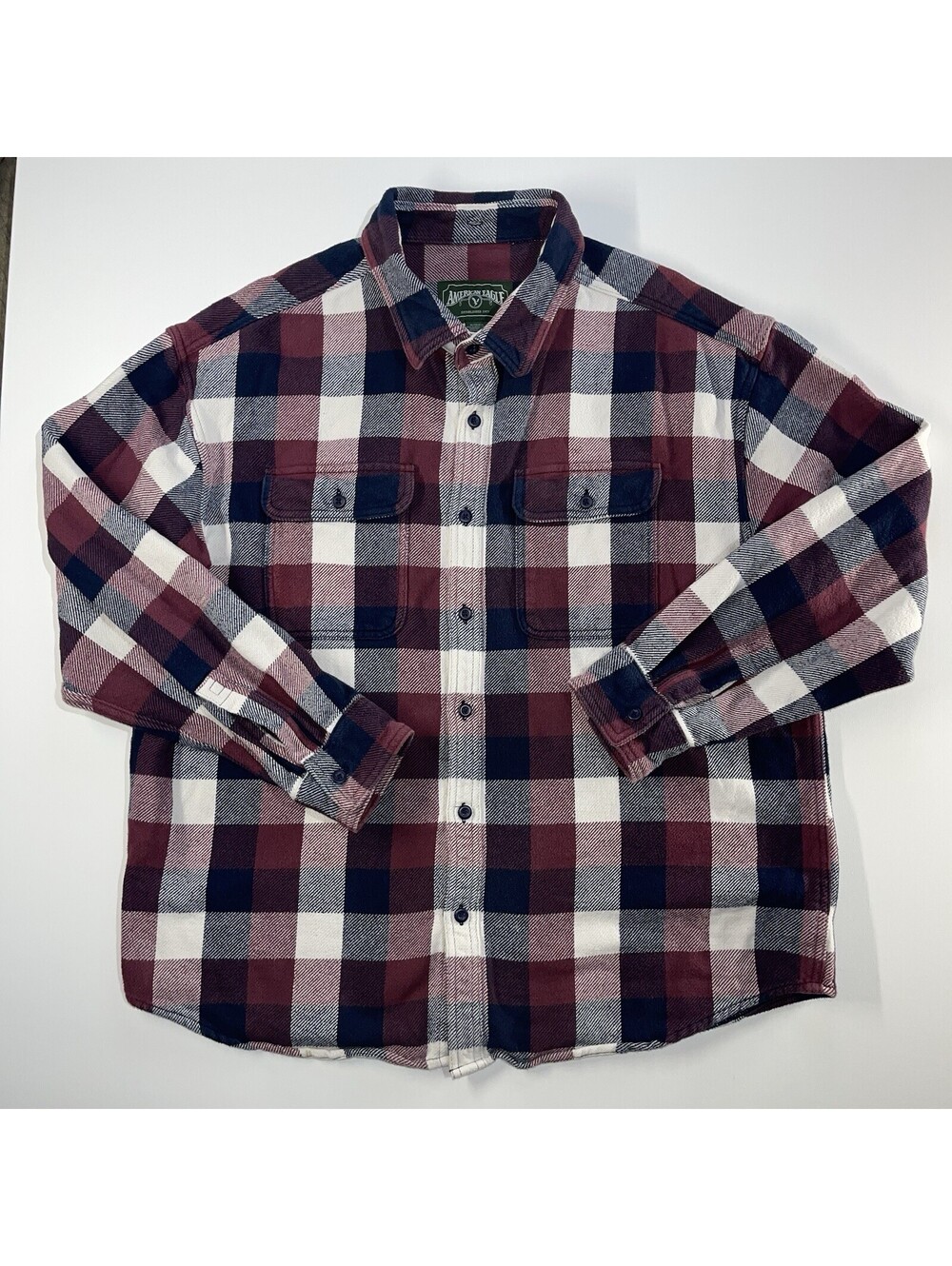 American Eagle Mens Flannel Shacket XL Maroon Black Plaid Grunge Lumberjack